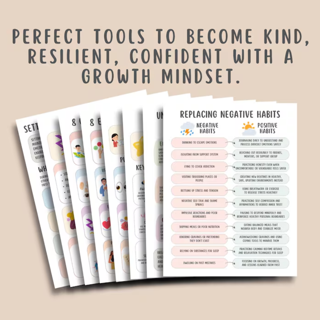 Sobriety & Addiction Recovery Worksheets (26 Pages) Relapse Prevention, Urge Surfing, Coping Strategies, Addiction Cycle, Sober Support