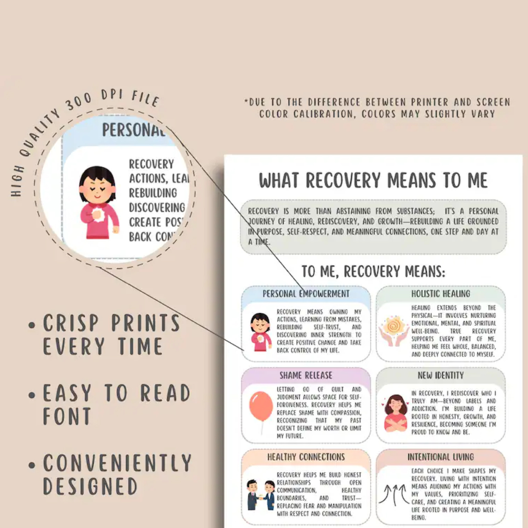 Addiction Recovery Worksheets, Sobriety Planner, Relapse Prevention Plan, Mental Health Tracker, Urge Surfing, Grounding Technqiues