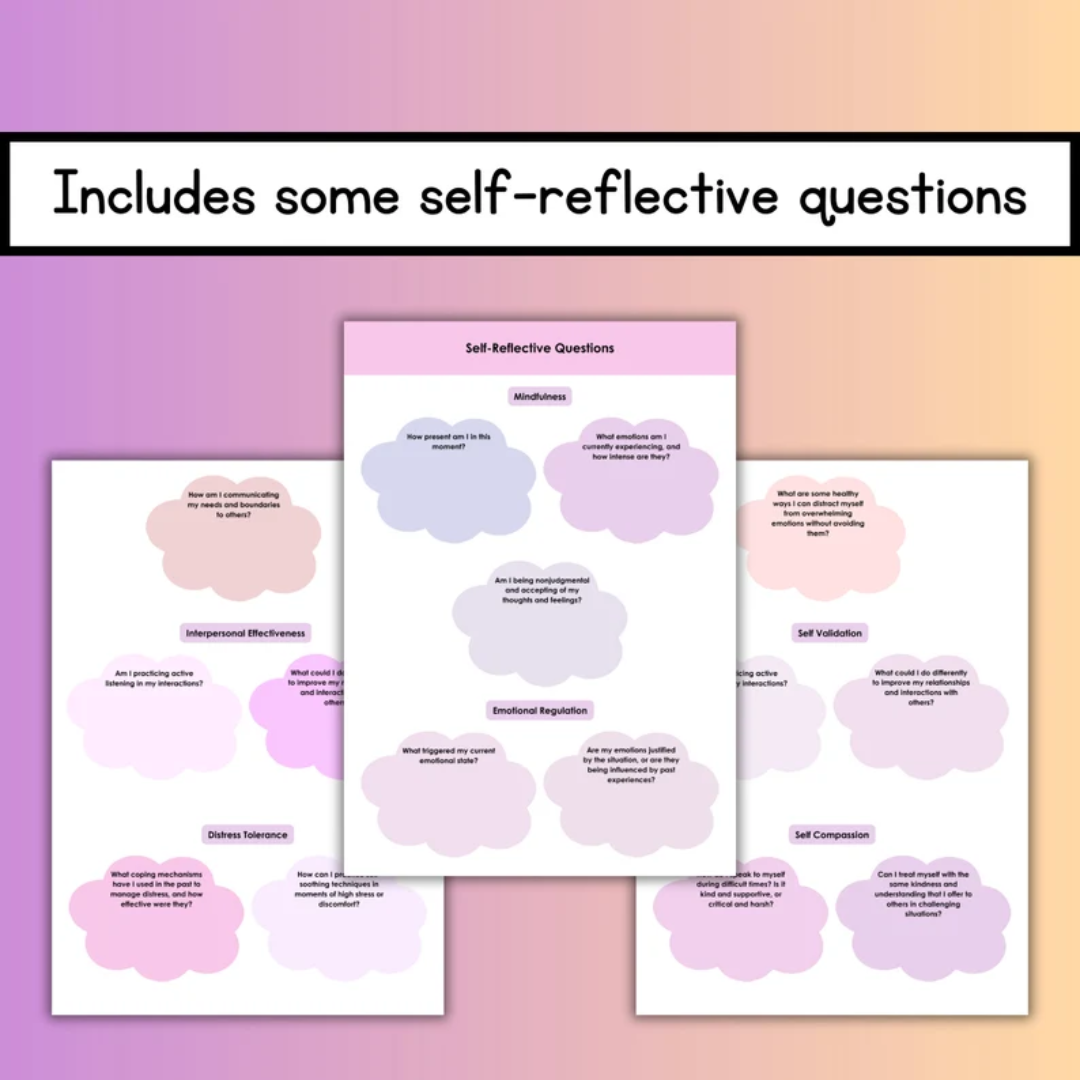 Neurodivergent Friendly DBT Skills, DBT Worksheets, DBT, Emotional Regulation, Neurodivergent, Autism, bpd, therapy worksheets, borderline