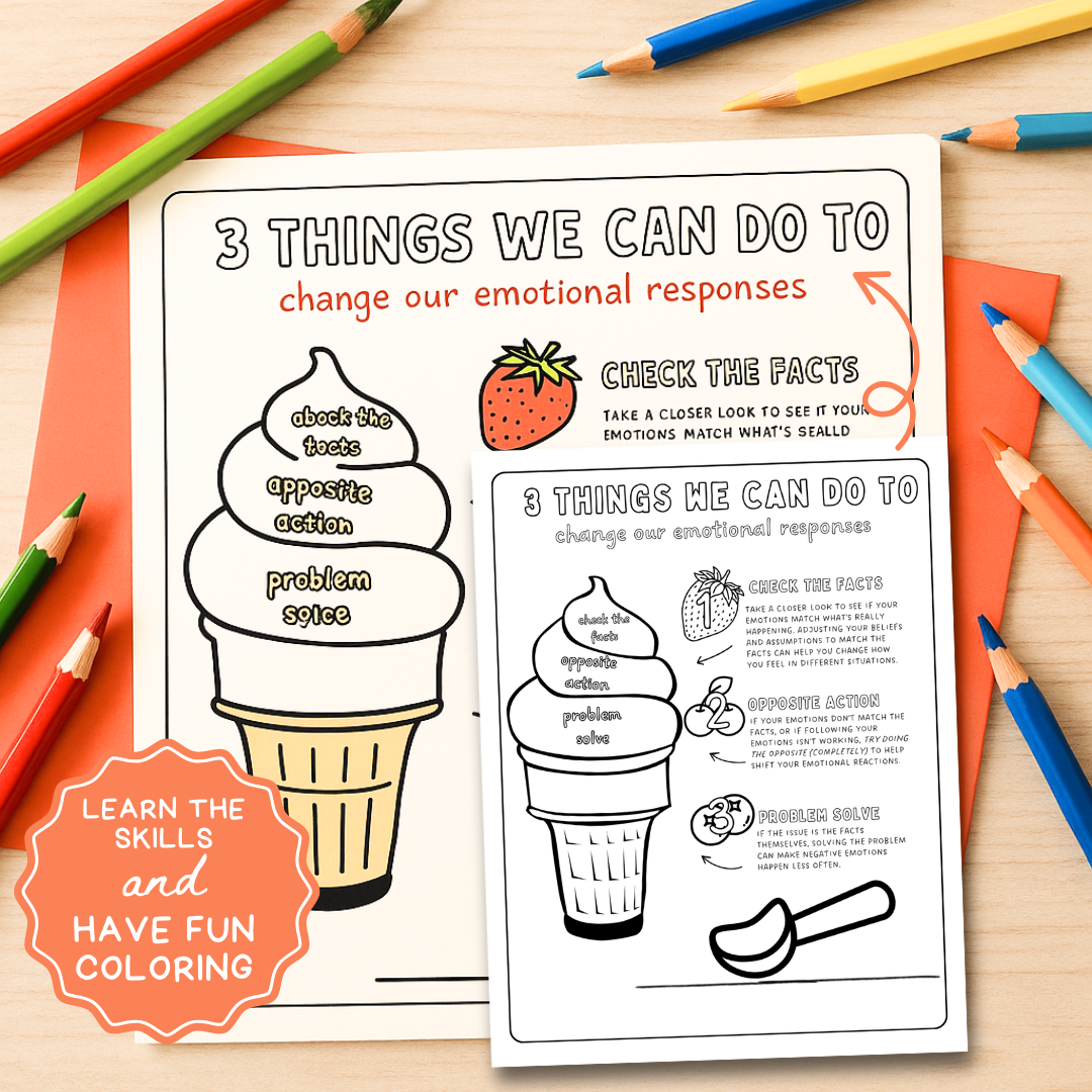 DBT Skills Coloring Book, Dialectical Behavior Therapy Worksheets Bundle, Mental Health Coping Skills Coloring book, Stress Relief