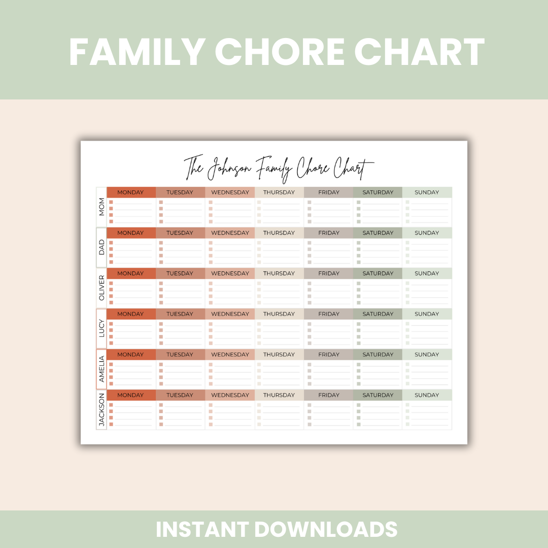 ADHD Cleaning Checklist Bundle, Cleaning Planner, Chore Chart, Deep Cleaning Cards, Cleaning Schedule, Family Chore Chart Planner