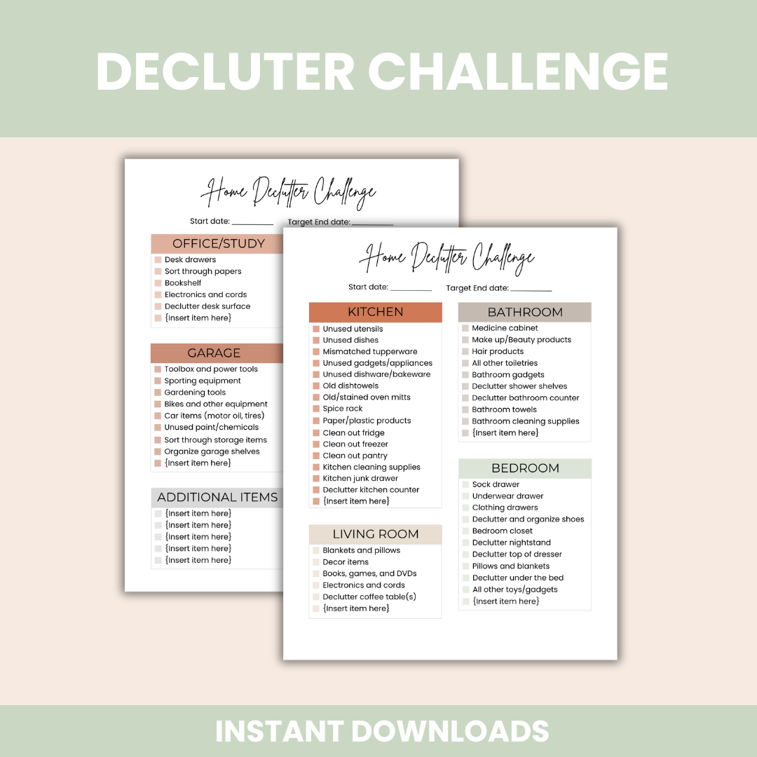 ADHD Cleaning Checklist Bundle, Cleaning Planner, Chore Chart, Deep Cleaning Cards, Cleaning Schedule, Family Chore Chart Planner