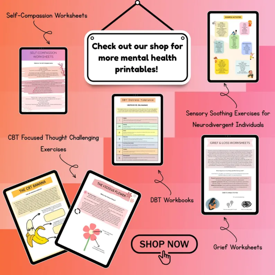 Neurodivergent Friendly DBT Skills, DBT Worksheets, DBT, Emotional Regulation, Neurodivergent, Autism, bpd, therapy worksheets, borderline