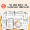 210 ADHD Executive Functioning Skills Strategies Psychoeducation Worksheets, Executive Functioning Wheel, Mental Health Therapy Worksheets