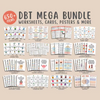 DBT Mega Bundle, (650+ Items) DBT Coping Skills Posters Flashcards Worksheets, DBT Cheat Sheet Emotional Regulation Mental Health Counseling
