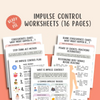 Impulse Control Worksheets (16 Pages), Self Regulation, Anger Management, Teens and Adults Therapy Tools, Emotions Worksheets, Mental Health