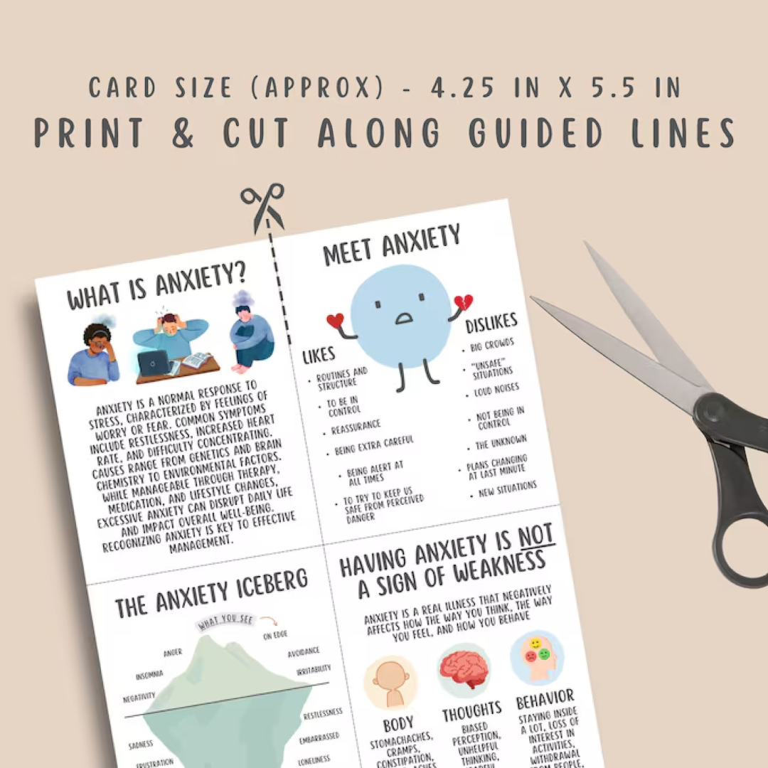 52 Anxiety Coping Skill Cards, Social Anxiety Relief Grounding Techniques Self Regulation Calming Corner Therapy Office Psychology Resources