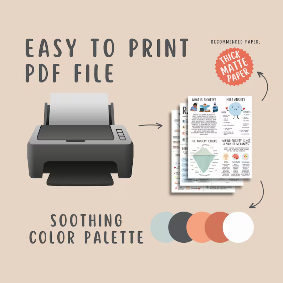 52 Anxiety Coping Skill Cards, Social Anxiety Relief Grounding Techniques Self Regulation Calming Corner Therapy Office Psychology Resources